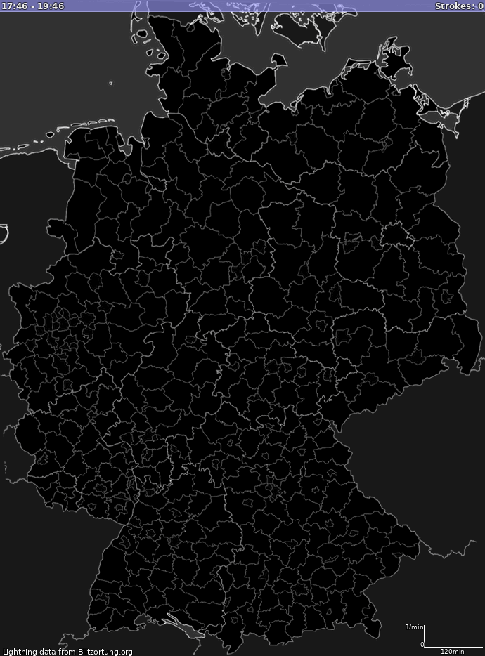Lightning map Germany 2022-07-10 21:55:55