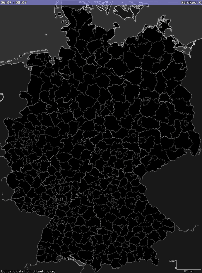 Lightning map Germany 2025-02-26 09:26:40